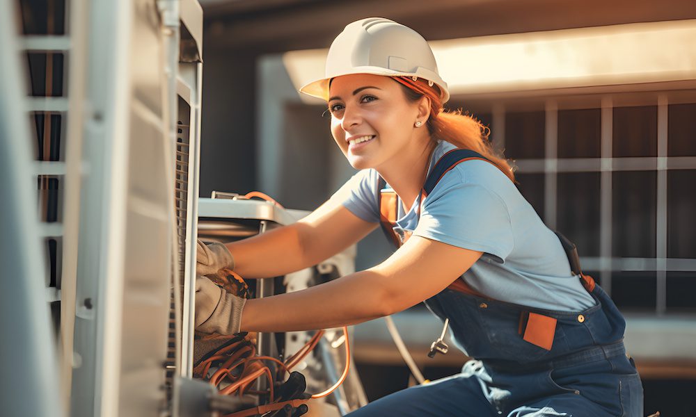 The Importance of Proper Insurance for an HVAC Company in New York - Female HVAC Contractor Working On An Air Conditioning Unit